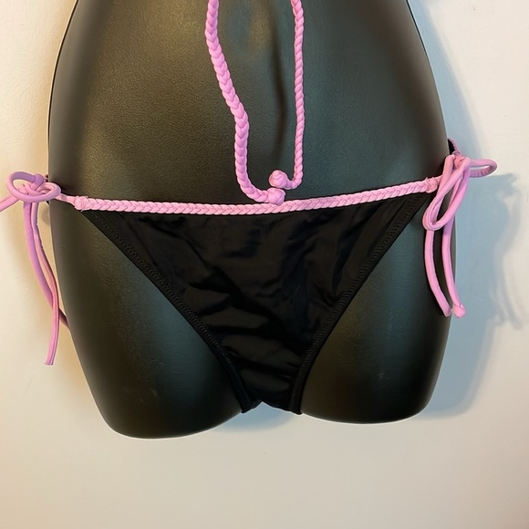 VICTORIA’S SECRET Black with Purple Braided Halter Front Cross Bikini Set size M - Picture 4 of 14
